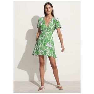 Anthropologie Faithfull the Brand La Castella Mini Dress Floral Print Green Sz 4